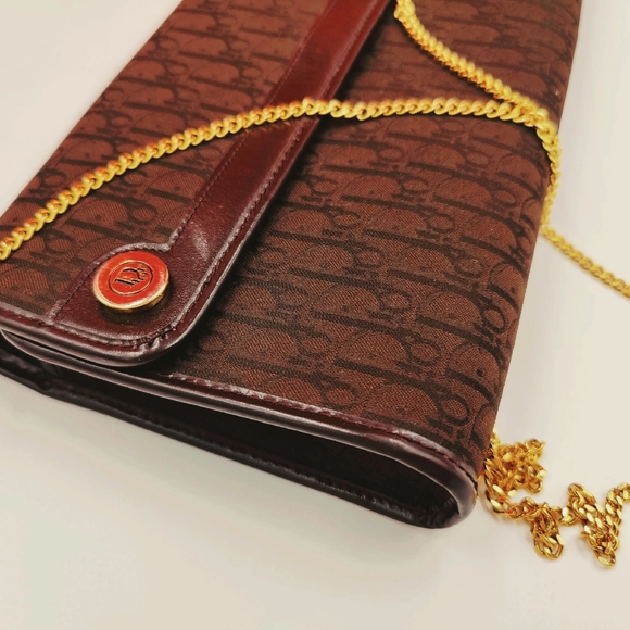 Christian Dior Vintage Clutch Purse Authentic Monogram Made France Frame 1980s - Picture 9 of 12